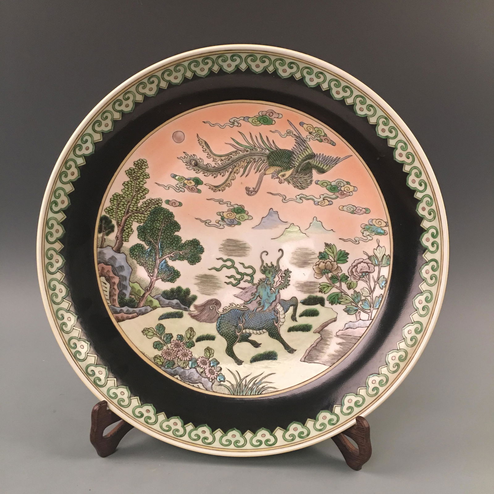 Chinese Green Glazed Kirin and Phoenix Plate with (1 of 9)