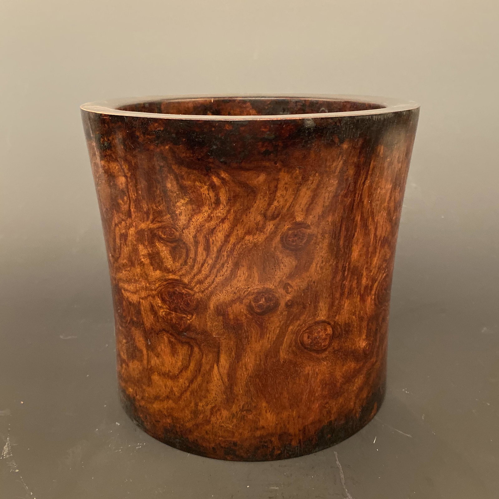 Chinese Hardwood Brush Pot: Chinese Hardwood Brush Pot 7-7/8'' H; 8-3/8'' W; 4.6 lb Shipping: We are able to pack and ship this item to an address in the United States via UPS Ground or USPS Priority Mail for $40.00. Tracking in