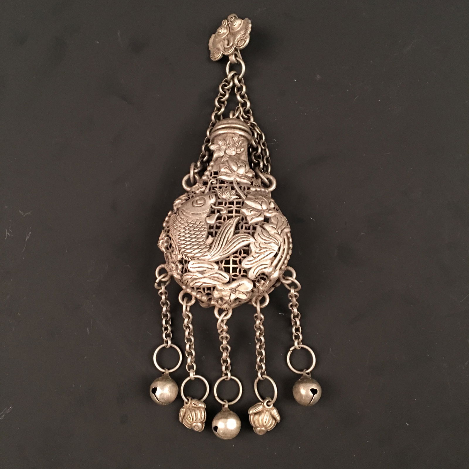 Chinese Silver Fish Incense Pendant (1 of 7)