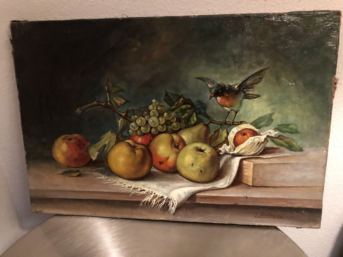 Antique painting signed "Meulemans" 20th C (1 of 10)