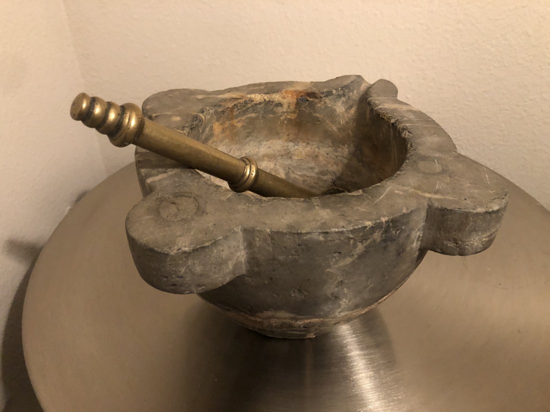 French Antique Pharmacy Marble With Brass 19th C Paris (1 of 11)