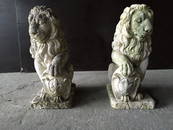 2 French Antique Stone Lions Renaissance France