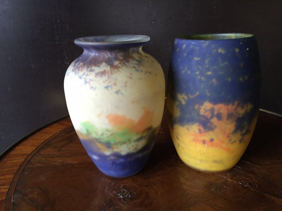 2 French Muller Freres (signed) Vases, Luneville France (1 of 15)