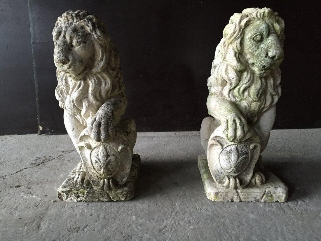 2 French Antique Stone Lions Renaissance France (1 of 11)