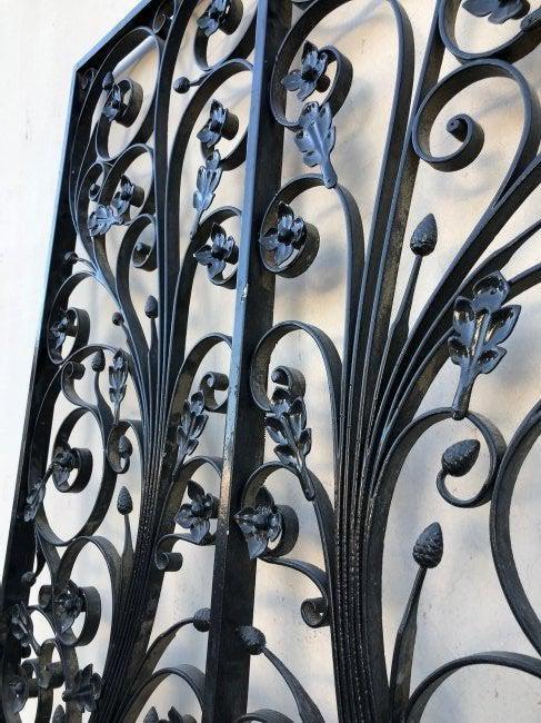 French antique gate flowers iron 19th century France (1 of 8)