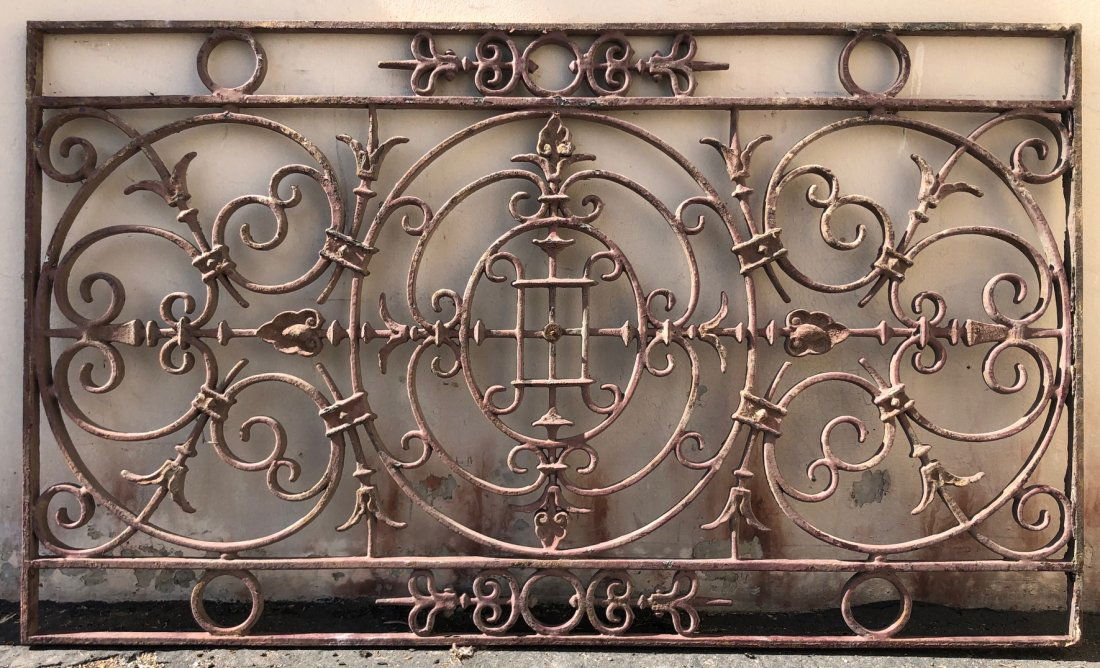 French antique iron gate Flowers details, 1800s France (1 of 5)