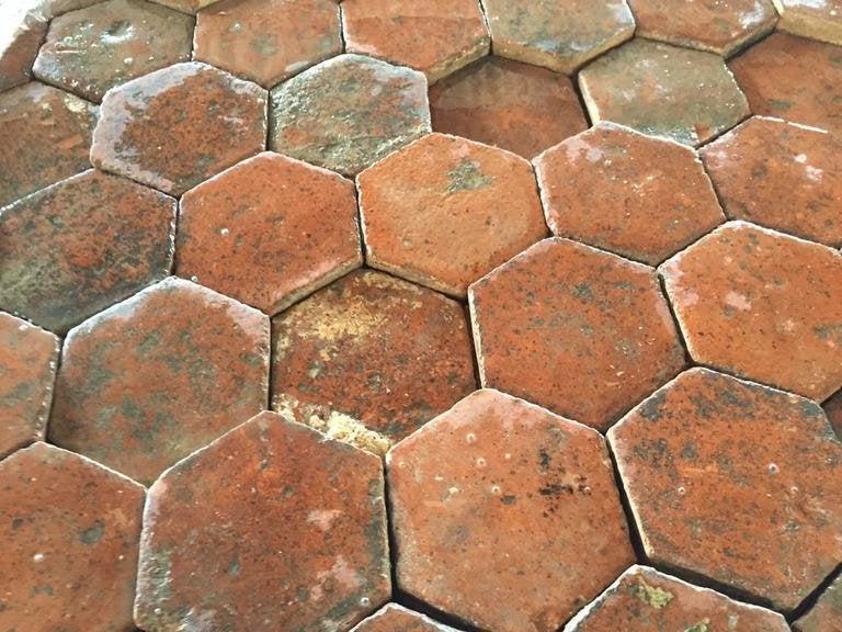 250sqf French antique terra cotta hexagonal 18thC (1 of 4)