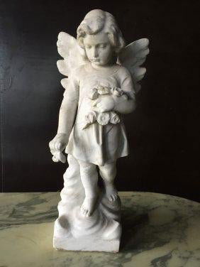French antique Angel marble statue hand-crafted, France (1 of 10)