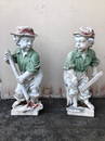 2 French antique farmers stone statues 1900s France