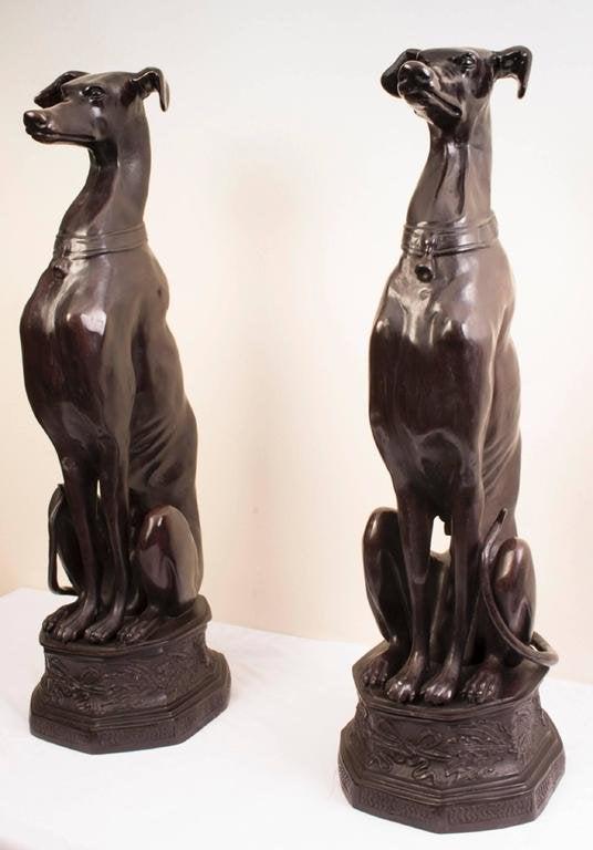 2 Bronze Dogs statues 20th Century from England (1 of 10)
