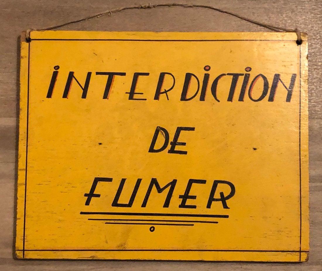 French antique wood panel "Interdiction de fumer" (1 of 5)