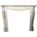 French Antique White Marble Fireplace Louis XV Style