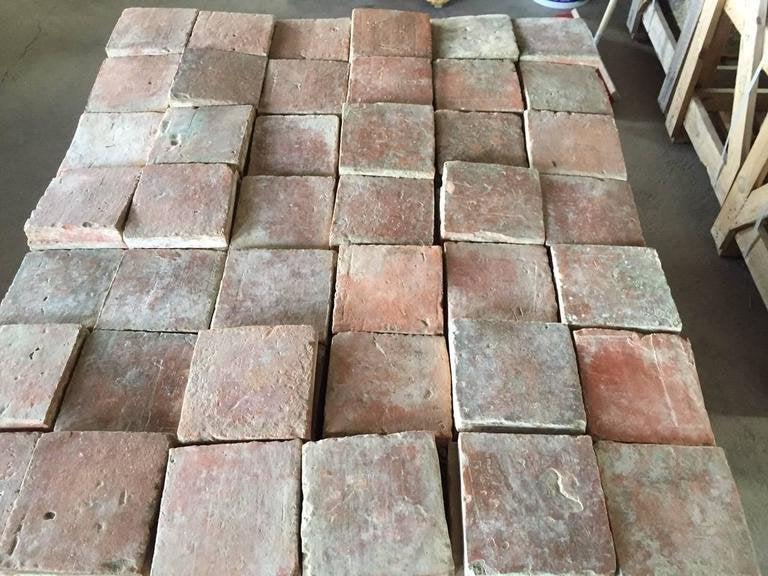 250 sqf French antique square terra cotta 18thC France (1 of 4)