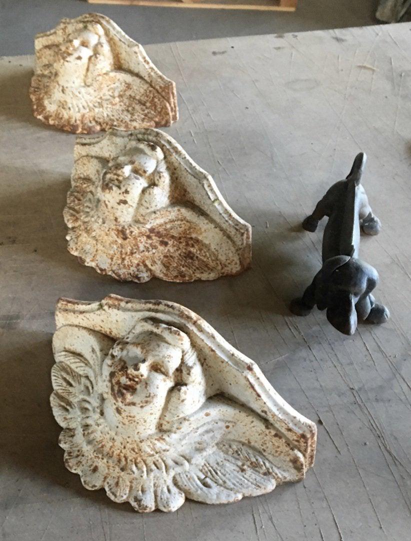 3 French antique Renaissance style Angels iron Paris (1 of 5)