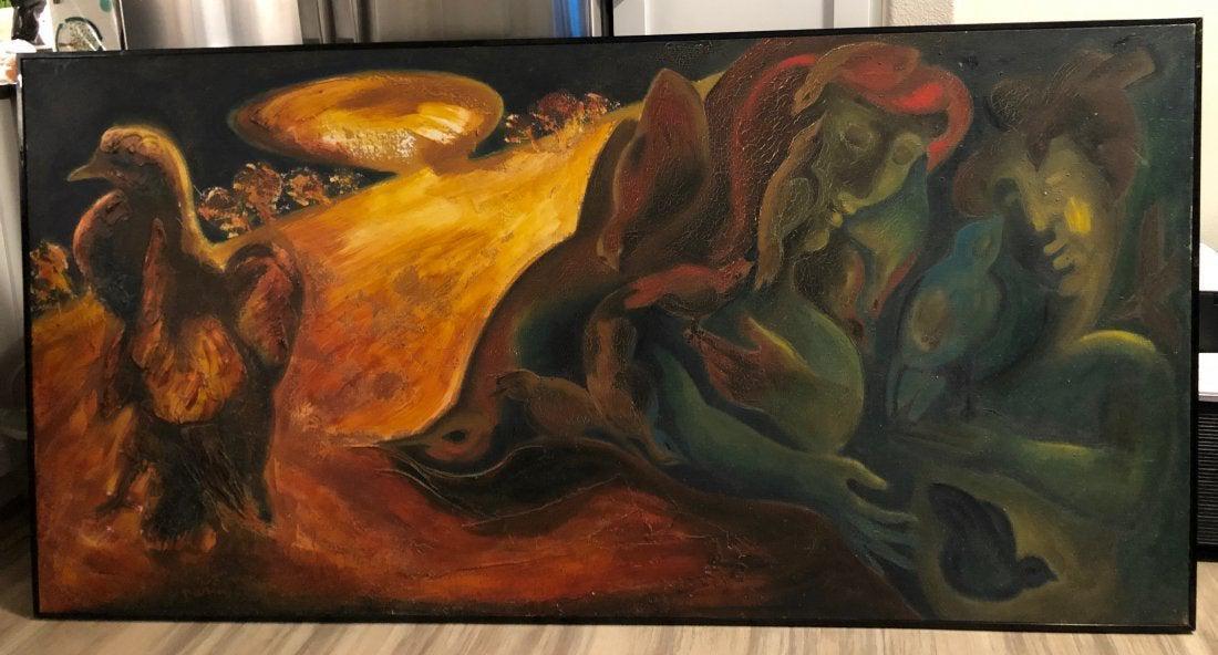 A very Large French Modern Art painting signed DARIUS (1 of 8)