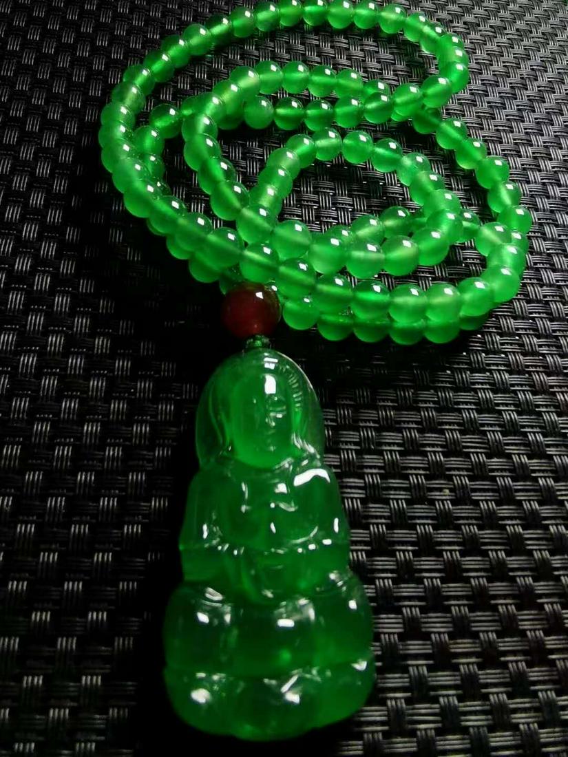 Qing Dys Green ade Carved Buddha  Pendant (1 of 7)