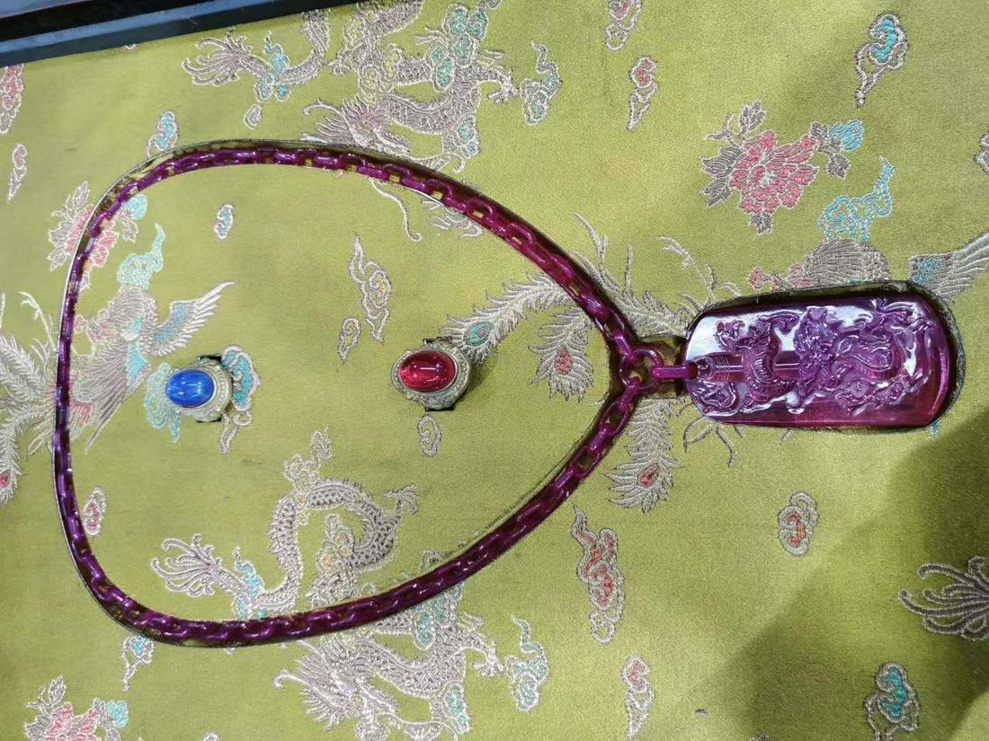 Qing Dys Purple Tourmaline Pendant and Two Ring (1 of 3)