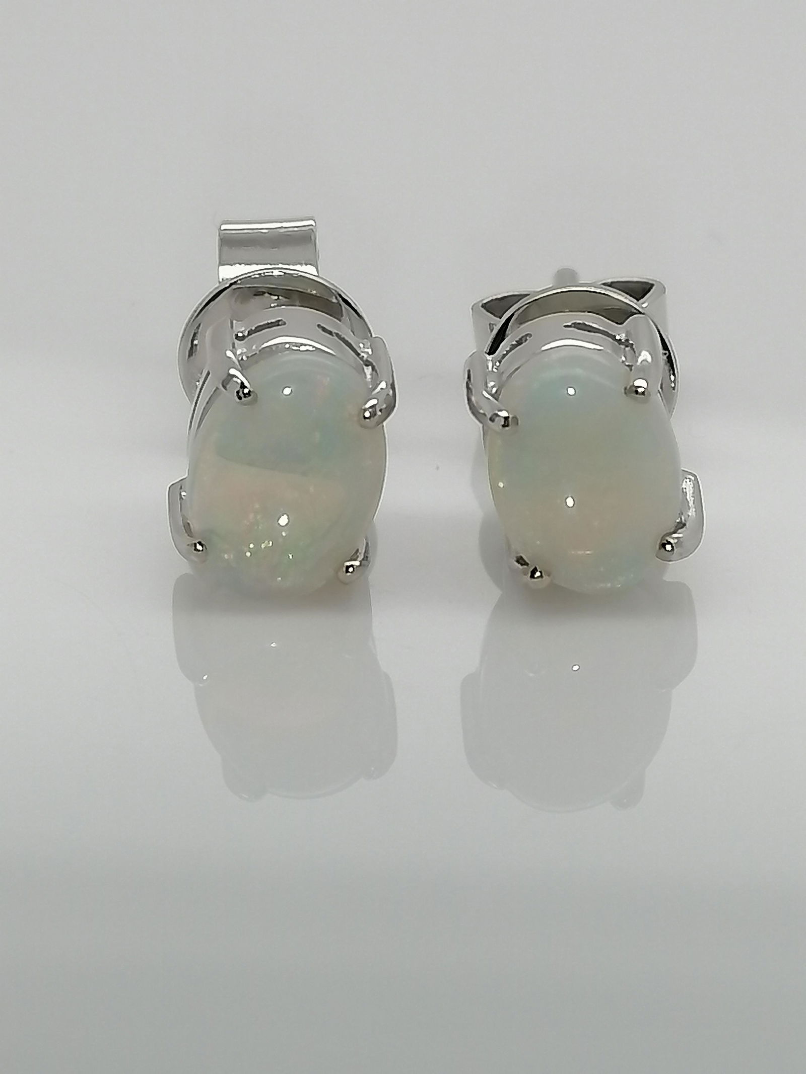 Pair of 18K White Gold Opal Earrings (1 of 2)