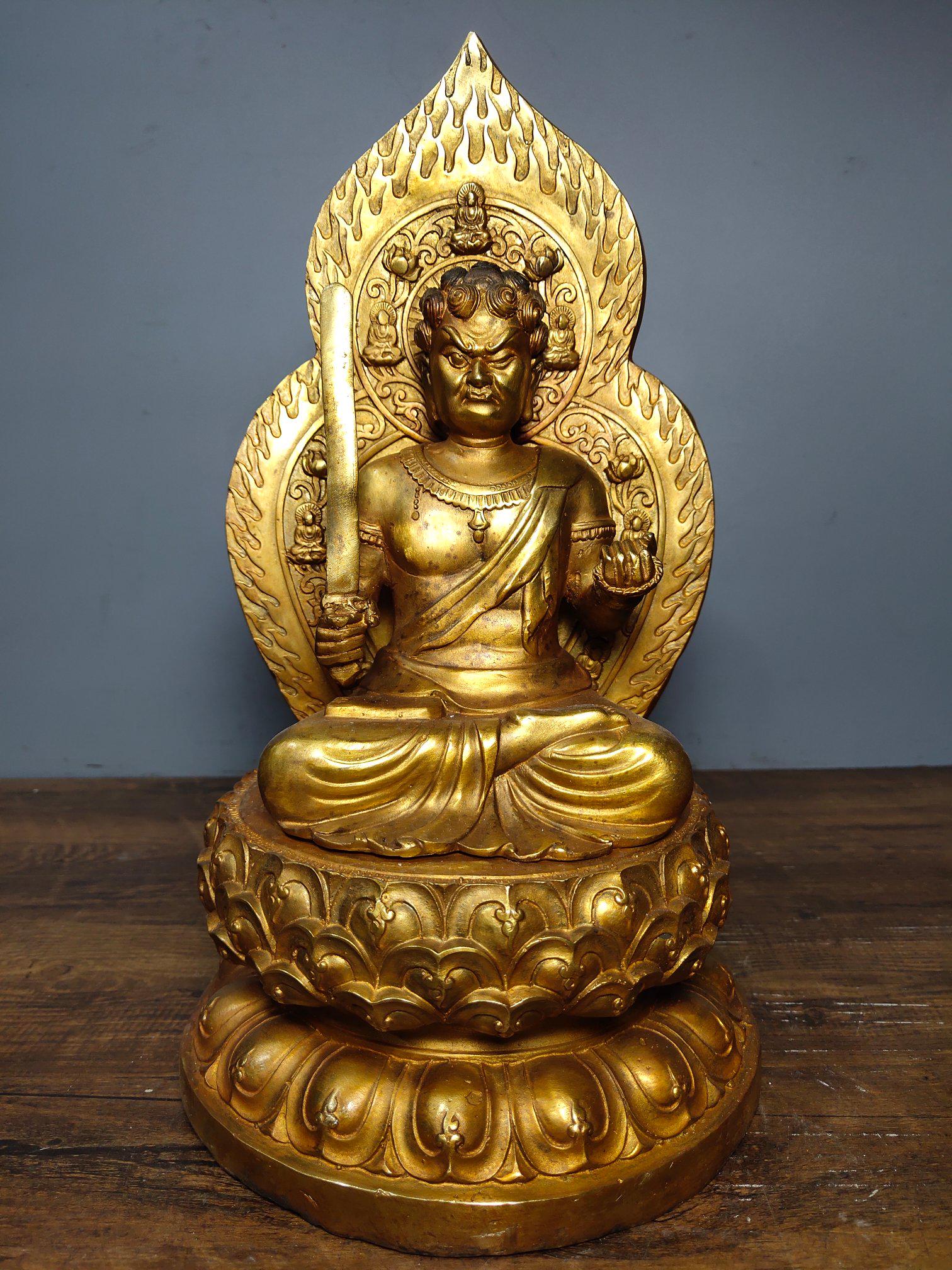 Old collection of pure copper gilt Buddha statues Fudo (1 of 9)