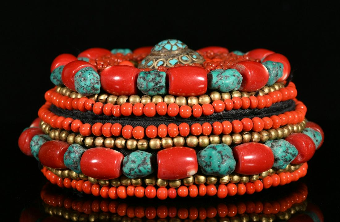 Old Collection Lapis Coral box, handicraft carving (1 of 9)