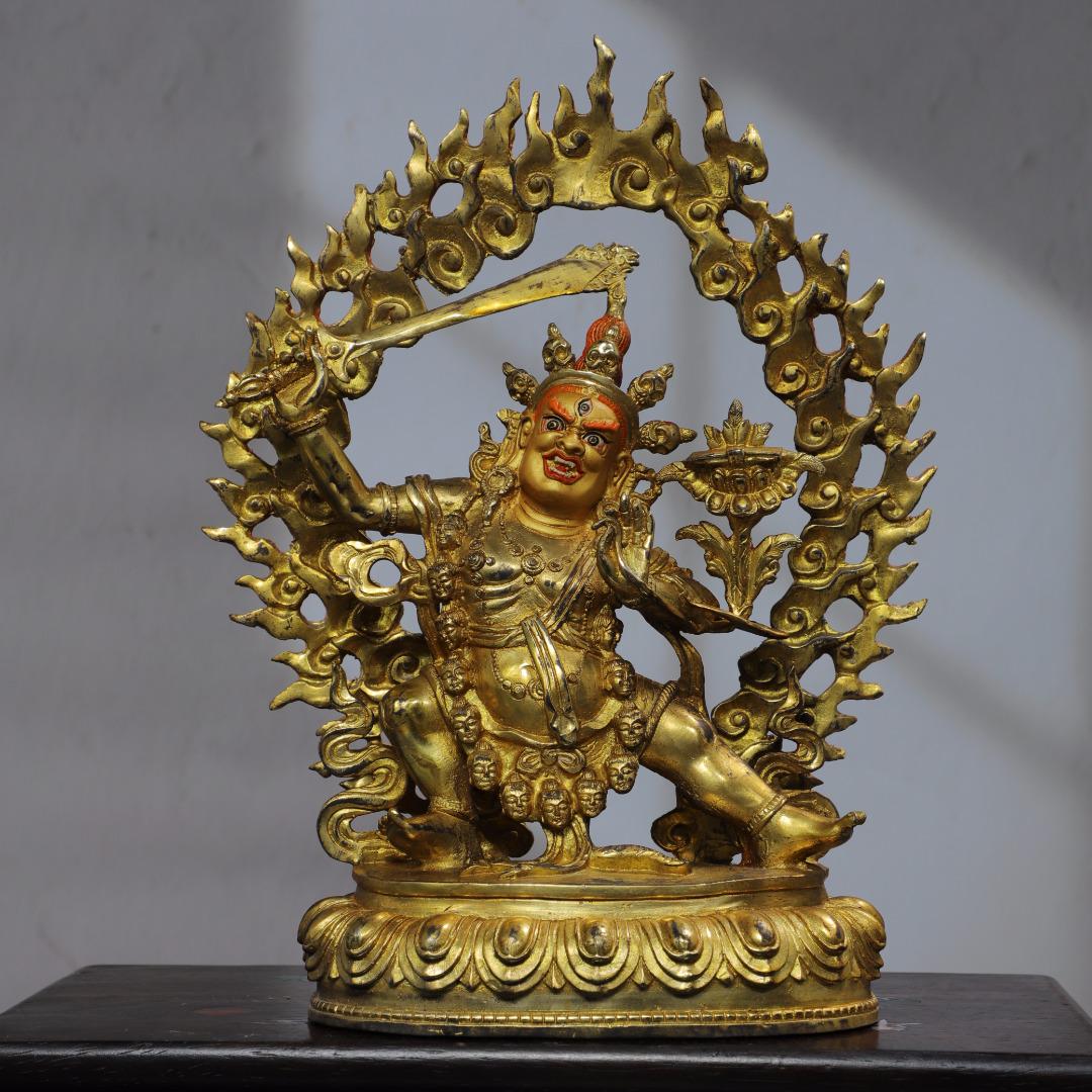 Home dedicated to religious bronze gilt 24k gold drawing [Tibetan biography sword King Kong] Buddha (1 of 9)