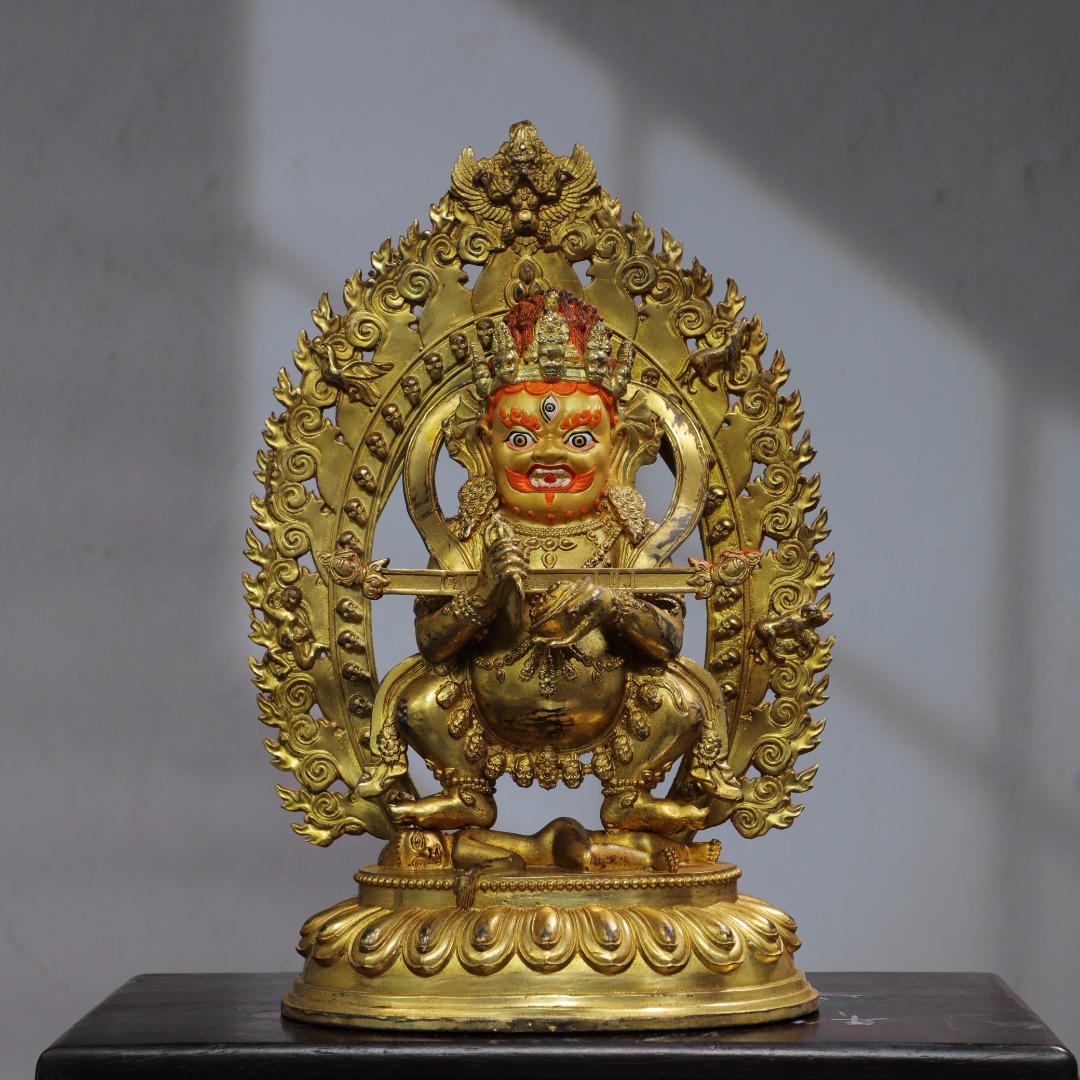 Home dedicated to religious bronze gilt 24k gold drawing [Big Hei Tian] Buddha statue (1 of 9)