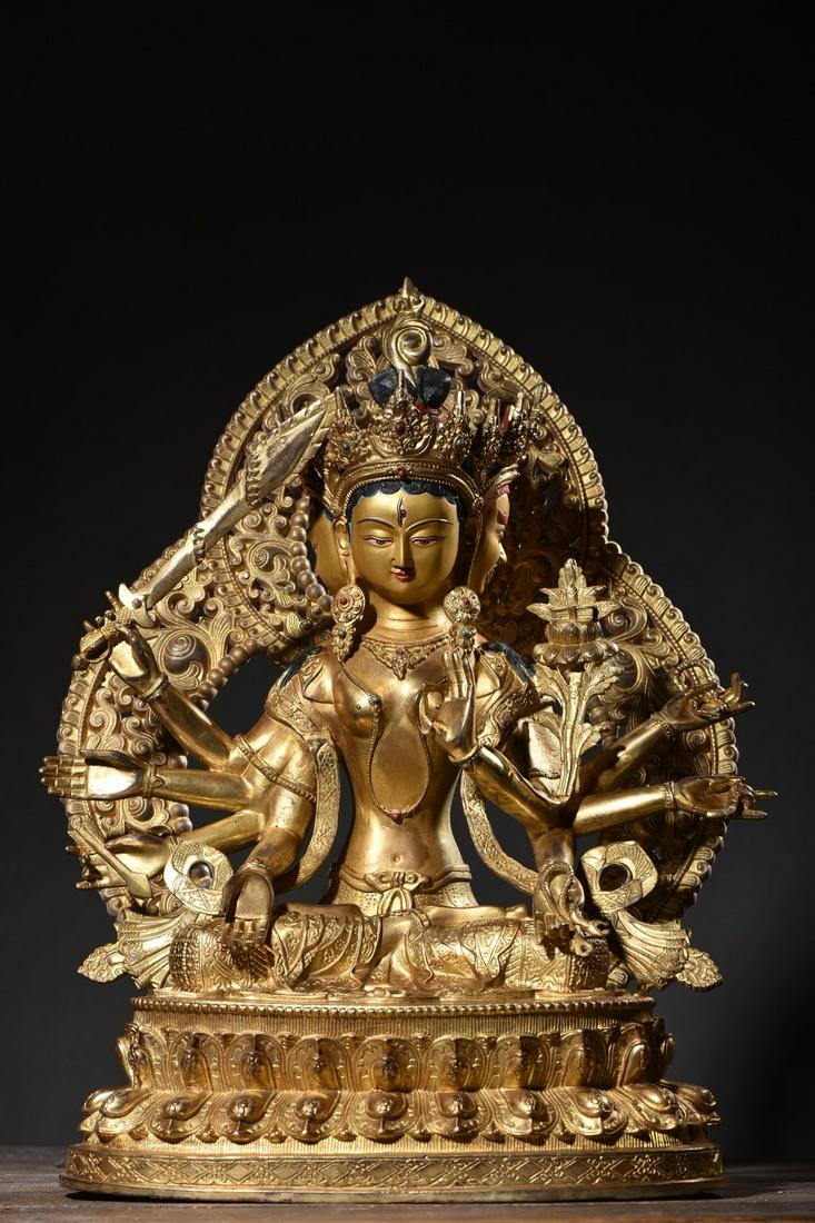 Large -scale bronze gilt 24k gold on three sides and eight arms. (1 of 9)