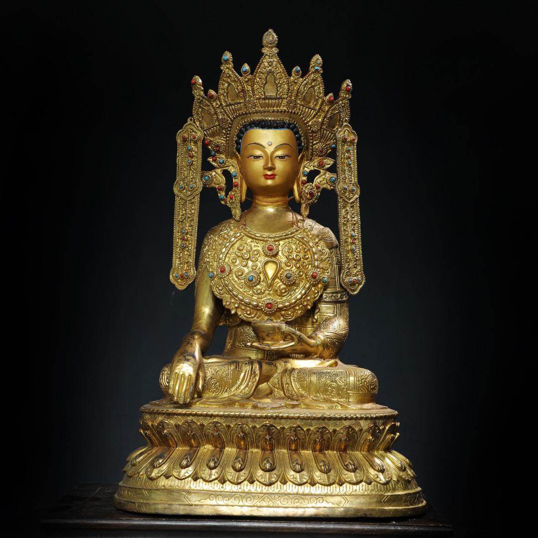 Home dedicated to religious bronze gilt 24k gold drawing [Awareness Buddha] Buddha statue (1 of 9)