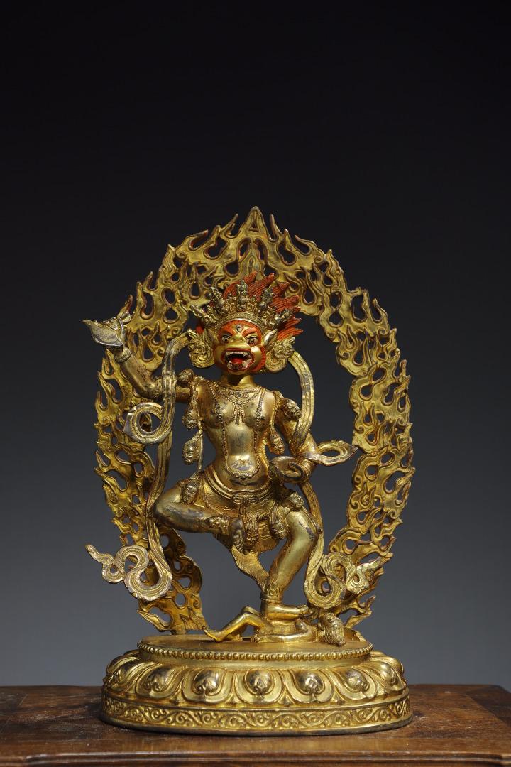 Home dedicated to bronze gilt 24k gold drawing [Bullson King Kong] Buddhist Buddha statue (1 of 9)