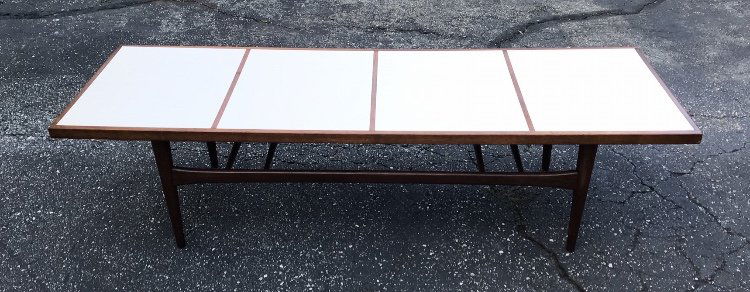 Mid Century Coffee Table Walnut & White Laminate (1 of 7)