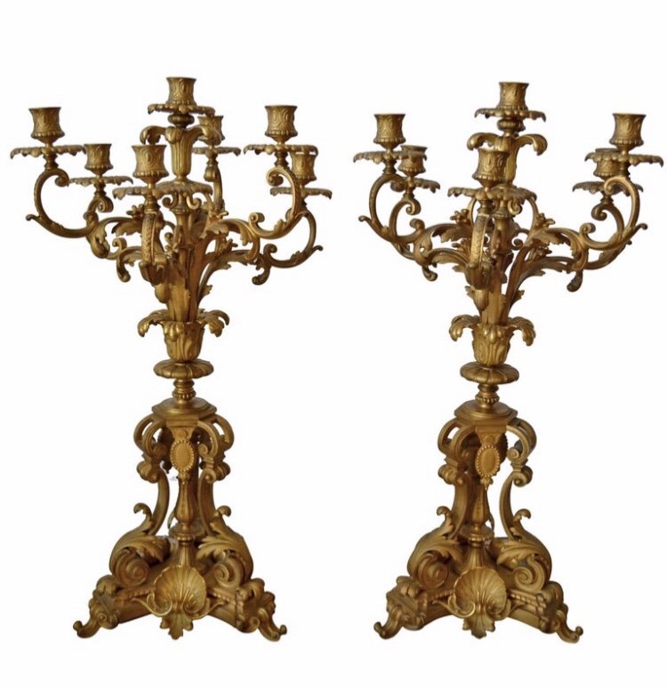 Pair of French 19th Century Gilt Bronze Candelabras (1 of 4)