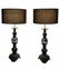 Pair of Mid Century Large Black Iron Table Lamps, Japan