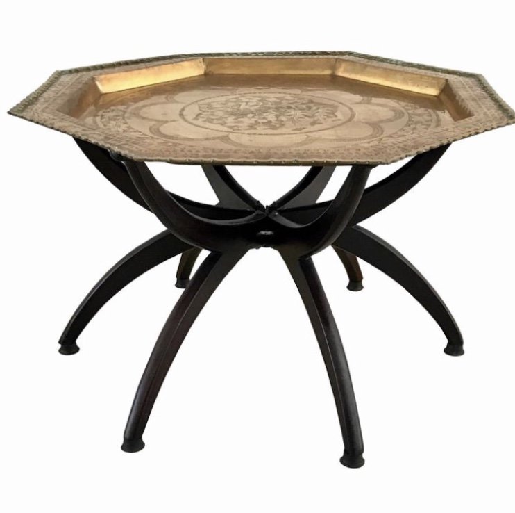 Mid Century Brass Tray Table with Spider Leg Base (1 of 5)