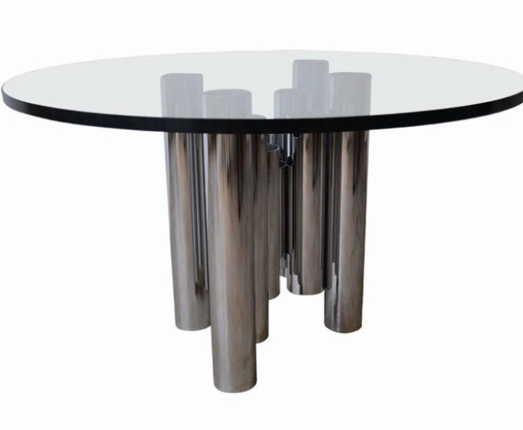 Mid Century Modern Tubular Chrome Column Coffee Table (1 of 4)