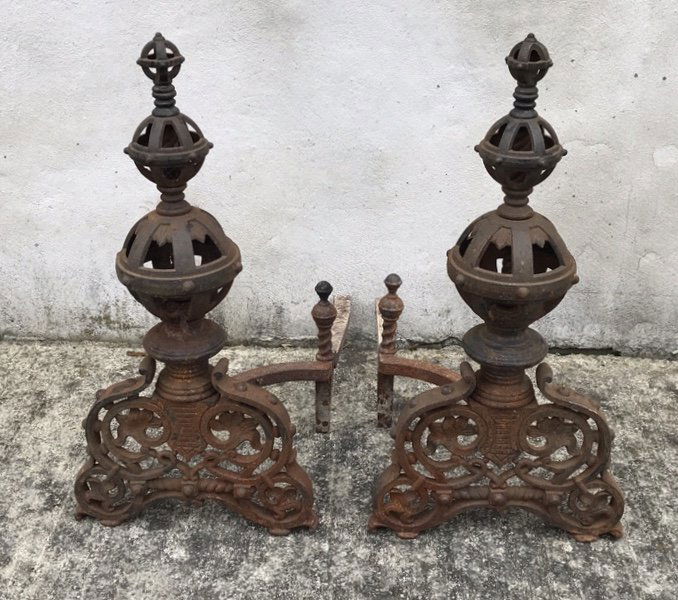 19th Century Gothic Cast Iron Andirons (1 of 5)