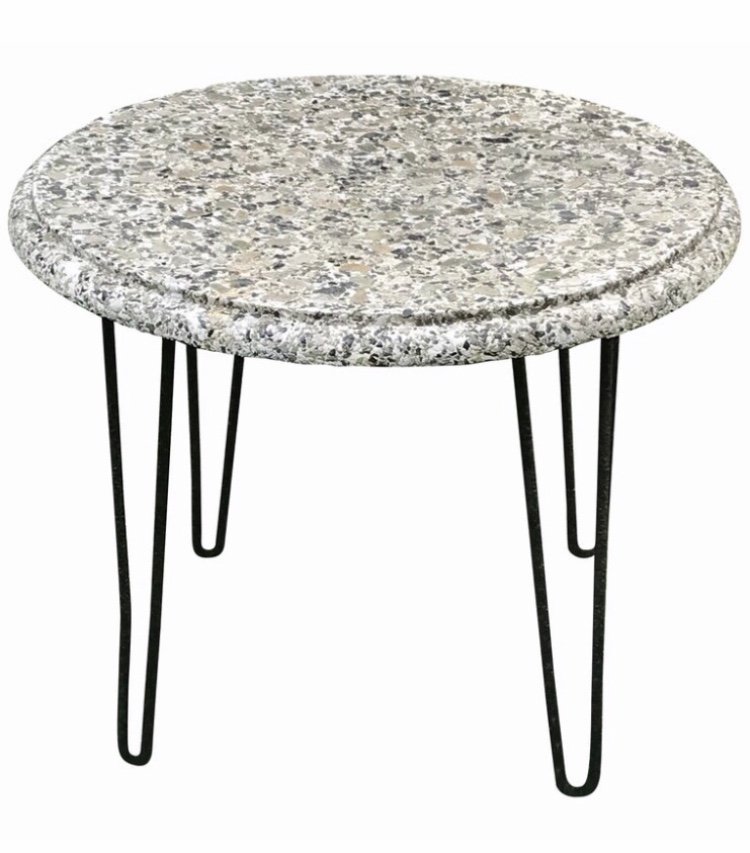 Mid Century Round Stone Top Side Table 1950s (1 of 5)