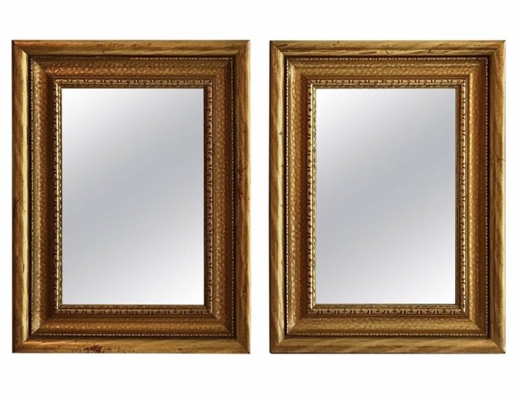 Pair of Gold Giltwood Framed Antiqued Silver Mirrors (1 of 4)
