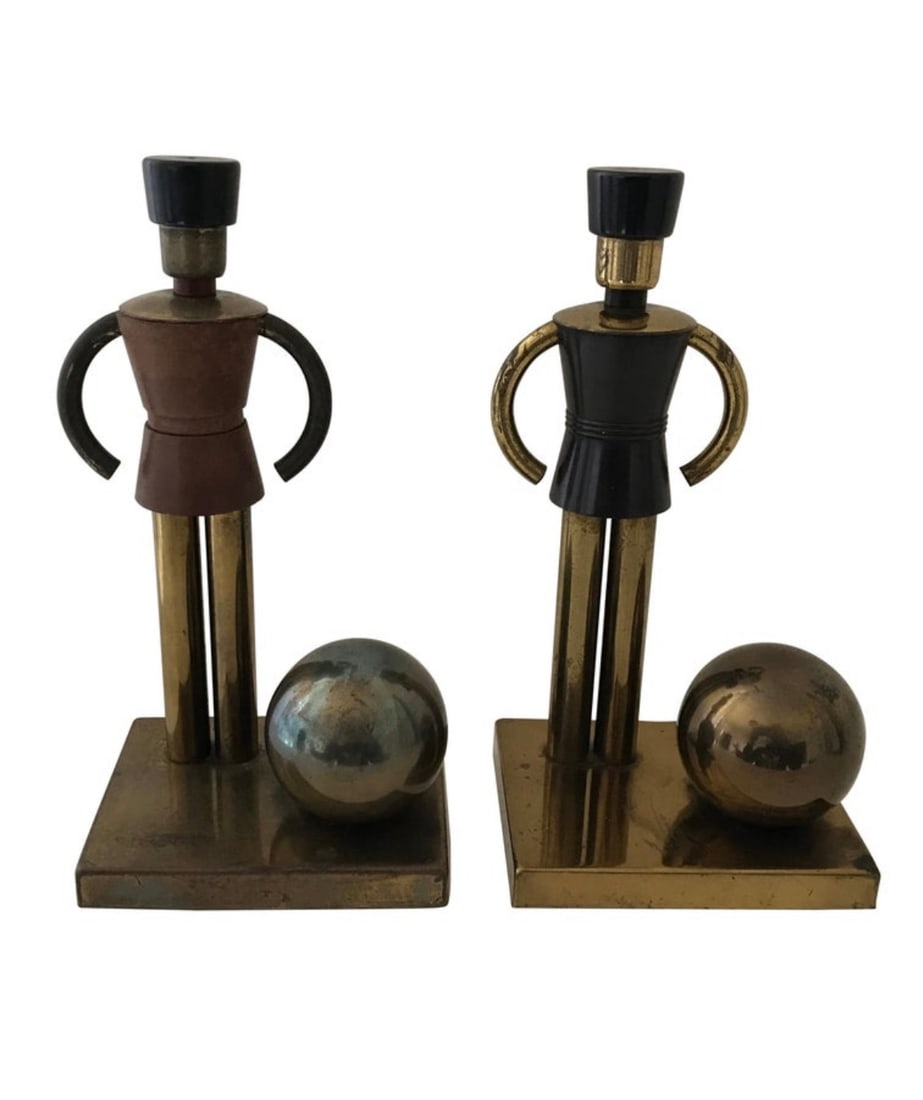 Mid Century Walter Von Nessen Bookends for Chase, Toy Soldiers in Brass & Bakelite (1 of 10)