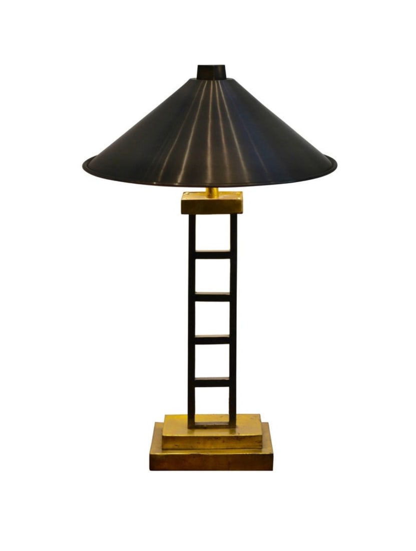 Mid Century Industrial Aluminum and Brass Table Lamp with Aluminum Shade (1 of 5)