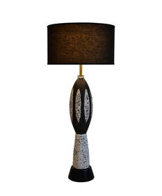 Mid Century Modern Black and White Ceramic Table Lamp, Large Scale, 1950's (1 of 5)