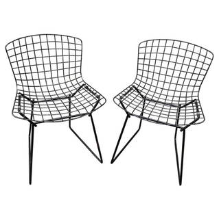 Mid Century Harry Bertoia Children's Black Wire Side Chairs for Knoll: Iconic midcentury Harry Bertoia black wire mesh side chairs for Knoll International, children's Size, circa 1970. Hans and Florence never insisted that Harry Bertoia design furniture when they origina