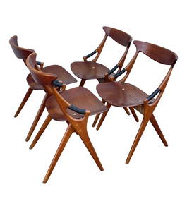 4 Mid Century Teak Dining Chairs by Arne Hovmand-Olsen for Mogens Kold, Denmark (1 of 10)
