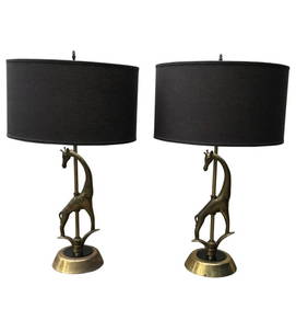 Pair of Mid Century Sculptural Giraffe Table Lamps by Rembrandt Lamp Co. (1 of 7)
