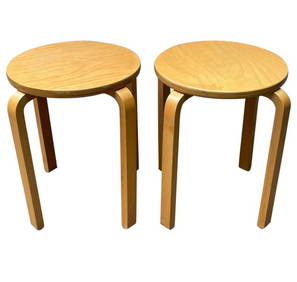 Pair of Mid Century Alvar Aalto Model 60 Birch Side Tables or Stools for Artek (1 of 6)