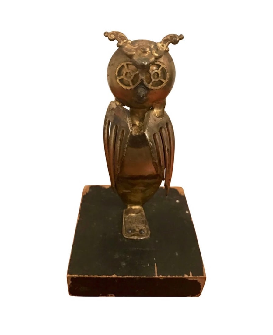 Brutalist Steampunk Owl Sculpture by Casa Del Arte, 1971 (1 of 7)
