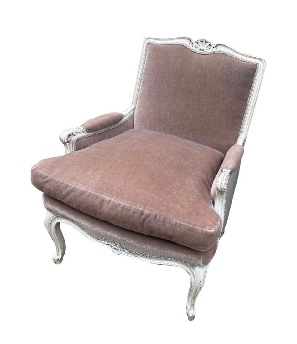 Side Chair French Bergere in Light Plum Velvet Mohair Hollywood Regency (1 of 5)