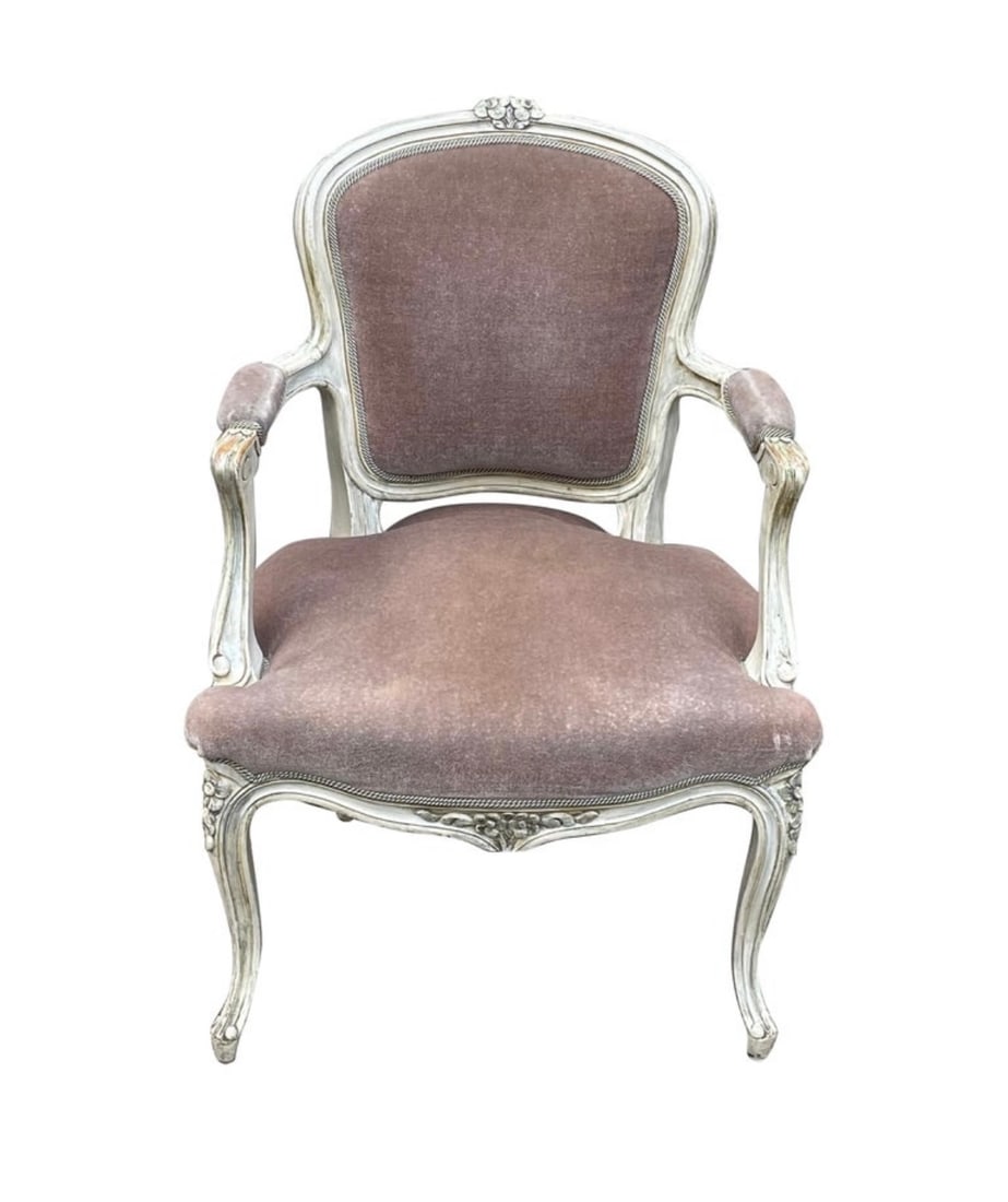 Side Chair French Bergere in Light Plum Velvet Mohair Hollywood Regency (1 of 5)