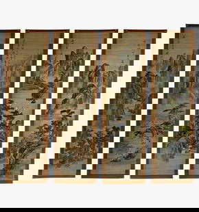 Set of 4 Early 20th Century Japanese Hand Painted Split Bamboo Scrolls: Set of 4 Japanese hand-painted bamboo scrolls, early 20th Century. Height: 48 in (121.92 cm)Width: 13.5 in (34.29 cm)Depth: 0.01 in (0.26 mm)