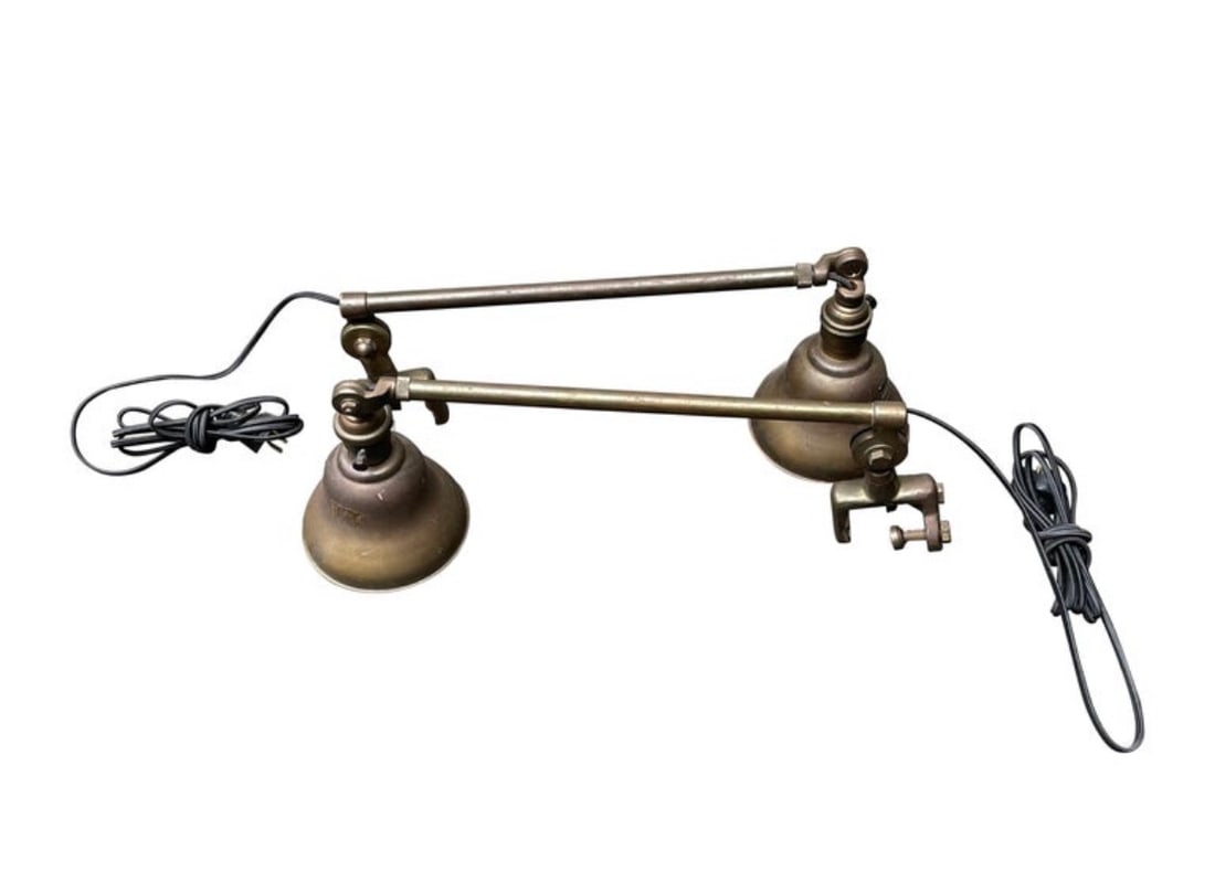 Pair of Mid 20th Century Industrial Metal Drafting Table Lamps (1 of 7)