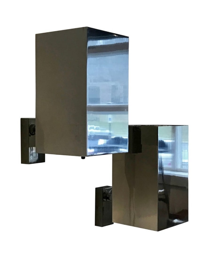 Pair of Mid Century Modern Koch and Lowy Polished Chrome Wall Sconces, 1970's (1 of 6)